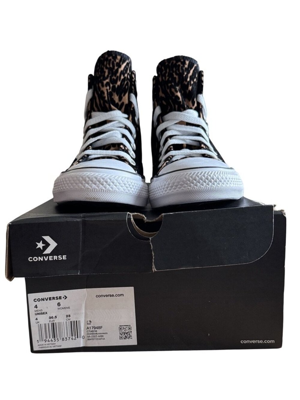 Converse Chuck Taylor All Star Hi Leopard Print Sneakers Womens 6 Mens 4 NWT - Picture 5 of 15